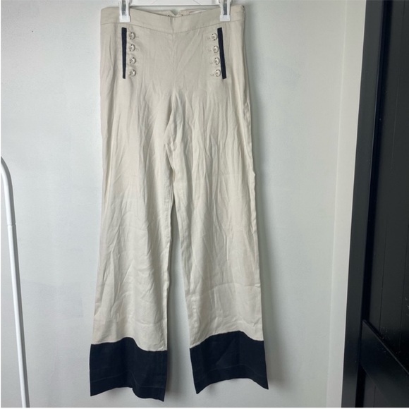 ANTHROPOLOGIE Leifsdottir Starboard Colorblocked Wide-Legs Linen Blend US 6 - Picture 5 of 8